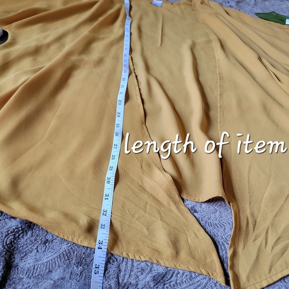 *SOLD* 2 PIECE Beautiful 100% silk poncho Mustard Yellow Shrug/kimono 2X-3X - Picture 10 of 15